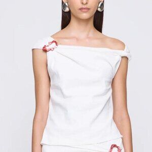 New Anna Quan Minkey Top in Ivory Linen tank top white medium size 6
